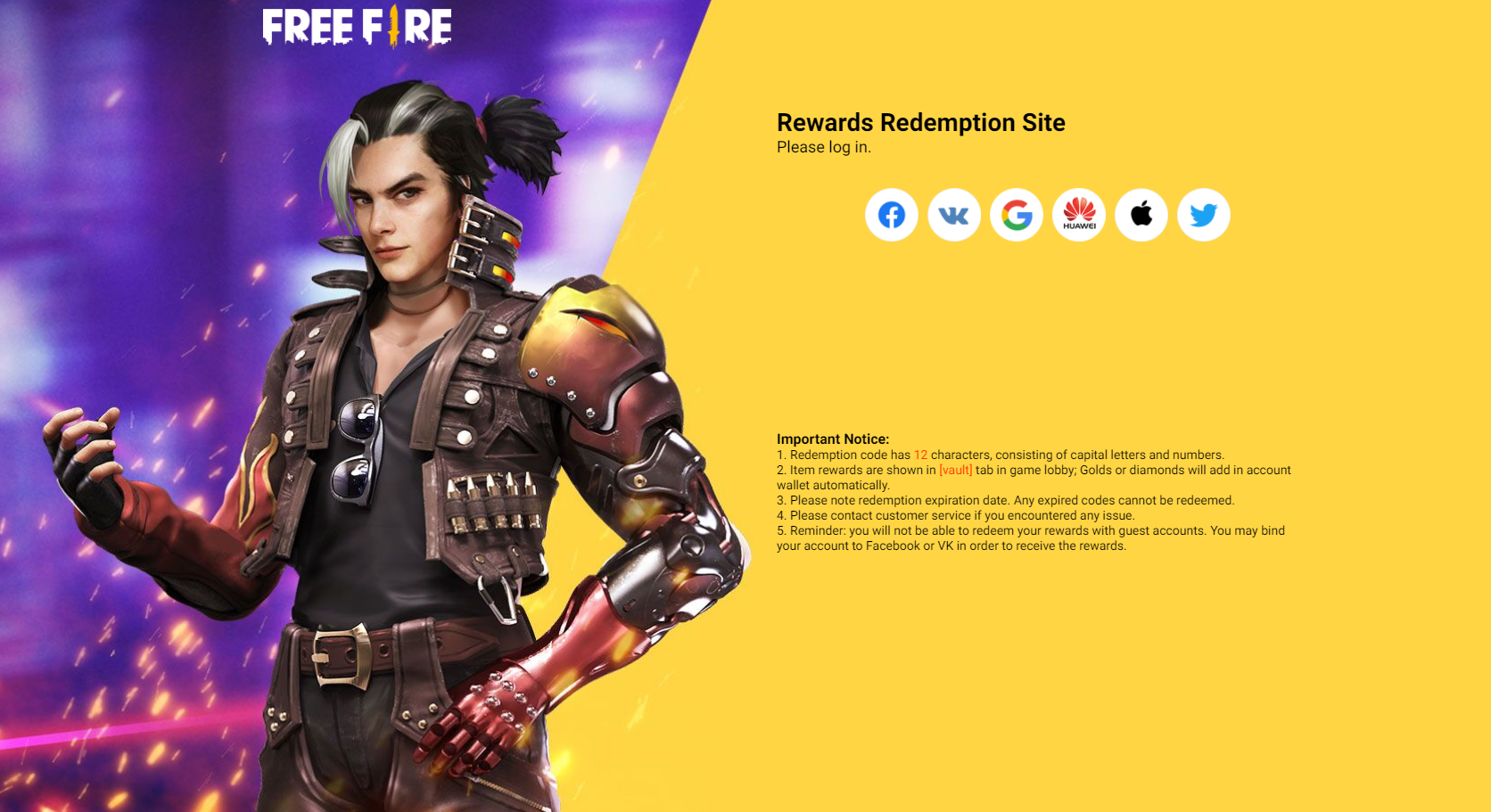 codes de cadeaux pour Free Fire