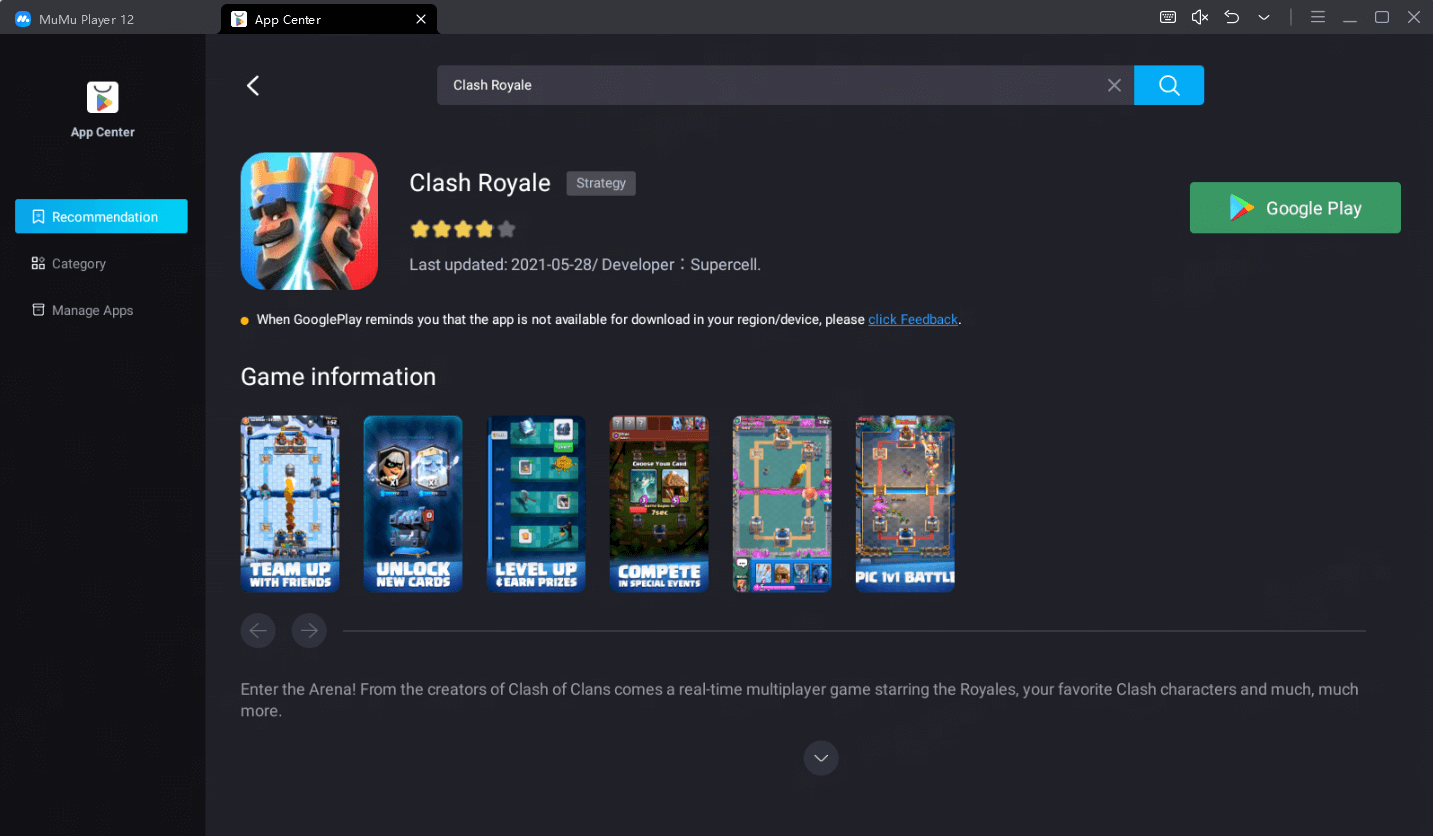 Play Clash Royale on MuMuPlayer 