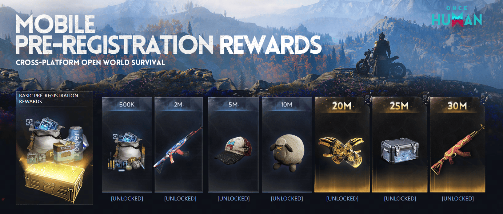 pre-registeration rewards in Once Human